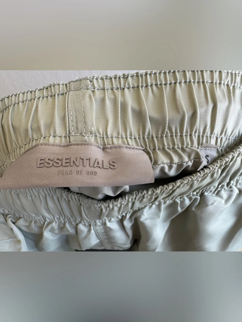 Fear Of God Essentials Men's Light Sage Green Athletic Shorts - Size Small
